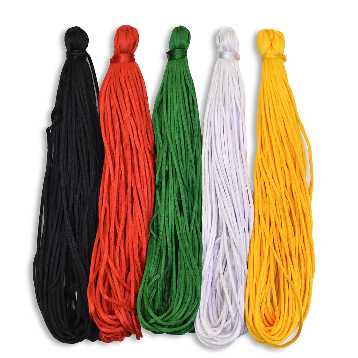 Embroiderymaterial Rattail Satin Cord/Malai Dori Combo For Craft, Embroidery And Jewellery Making (Pack Of 5 Color, 20 Mtr Of Each Color, Multicolor) - Metre: 100