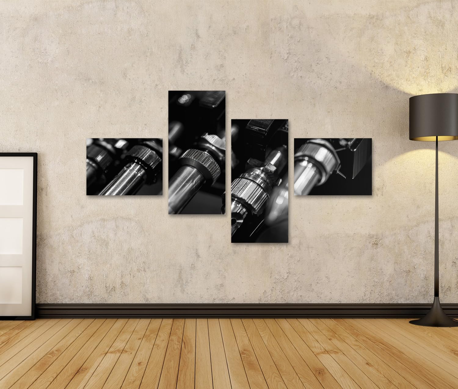 islandburner Prime Immagine su tela Primo piano di connettori per microfono nero e argento per sala musicale, amanti della musica, negozio di musica, immagini murali poster