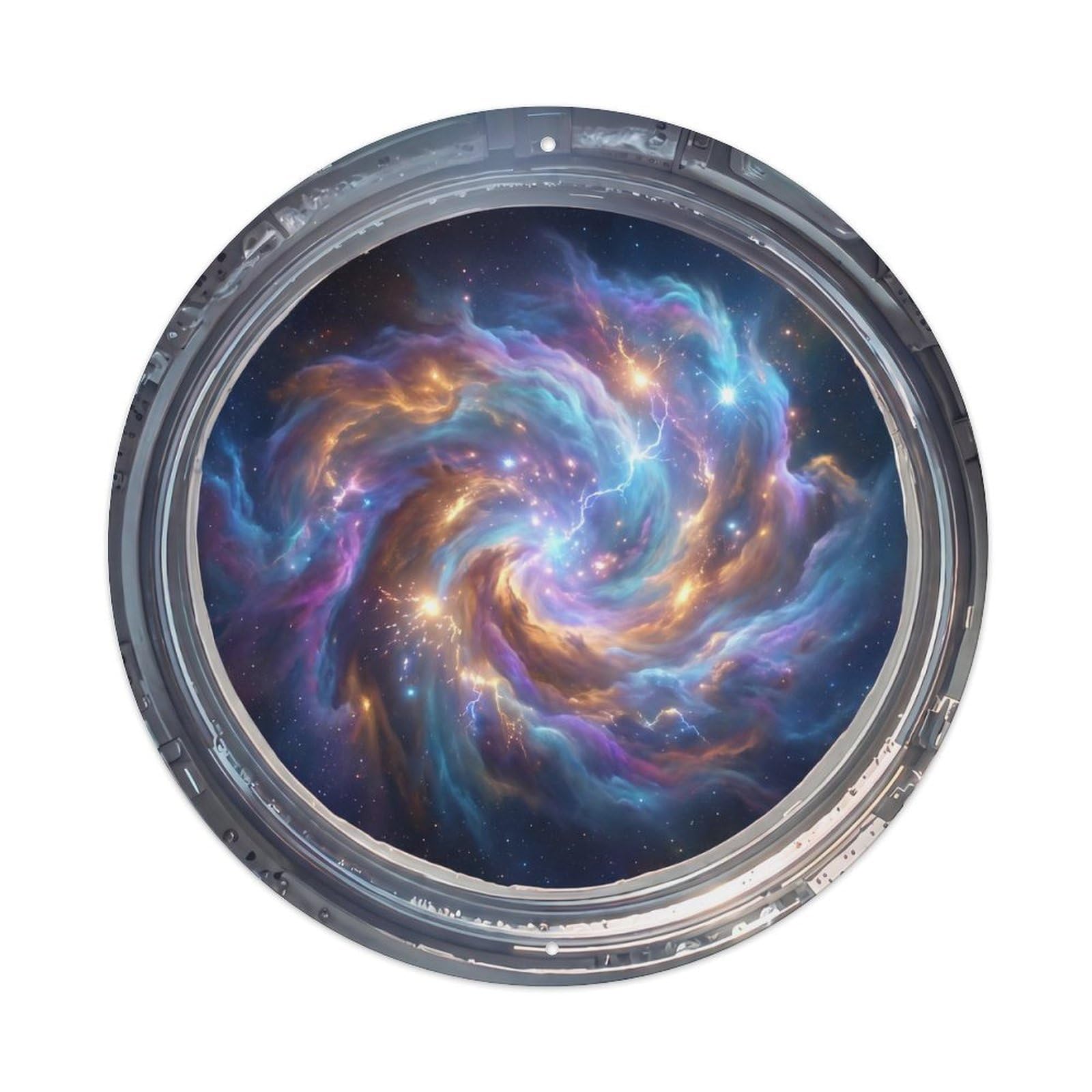 Metal Tin Sign Gaseous Alien Cloud from Space Station Porthole