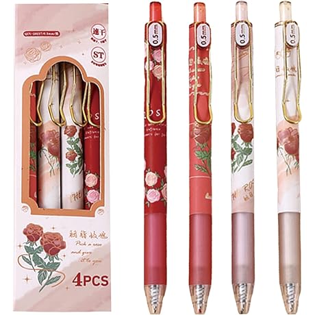 4 Pcs Gel Ink Pens Flower Retractable Pens, Perfect for Women and Girls