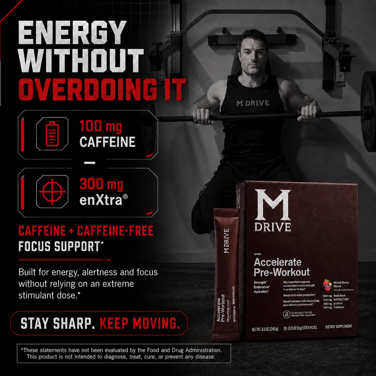 M Drive Accelerate Nitric Oxide Booster Pre Workout Mixed Berry 30 Servings — Amazon image 7
