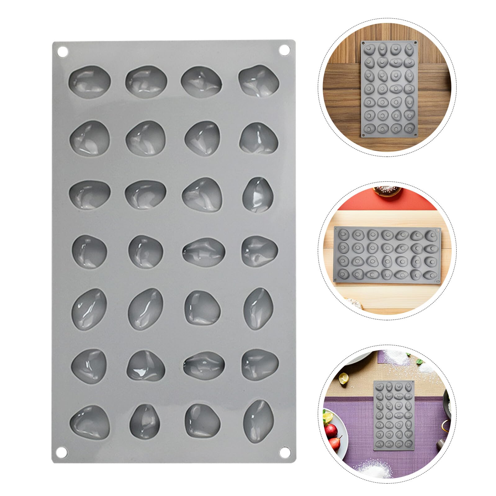 Moule à Chocolat Galets 28 Cavités en Silicone, Lot de 2