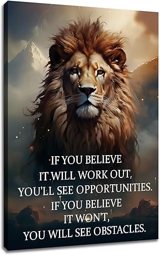 Lienzo decorativo para pared, diseño de león, con citas motivacionales, para la oficina, póster impreso con texto inspirador, pintura para el hogar,