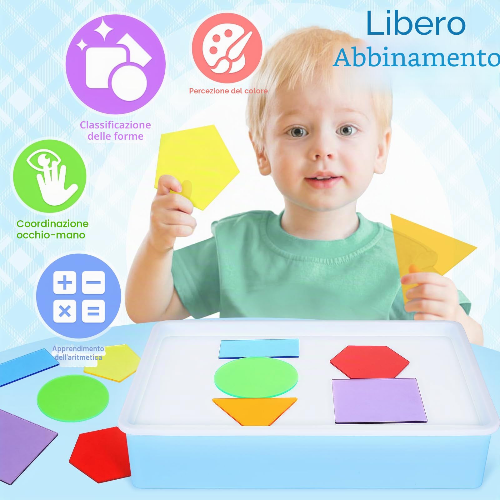 Yellcetoy Tavolo Luminoso Bambini, Giochi Sensoriali Autismo, Sensory Light Table, Giocattoli Educativi Prescolari per Bambini 3 4 5 6 7 8