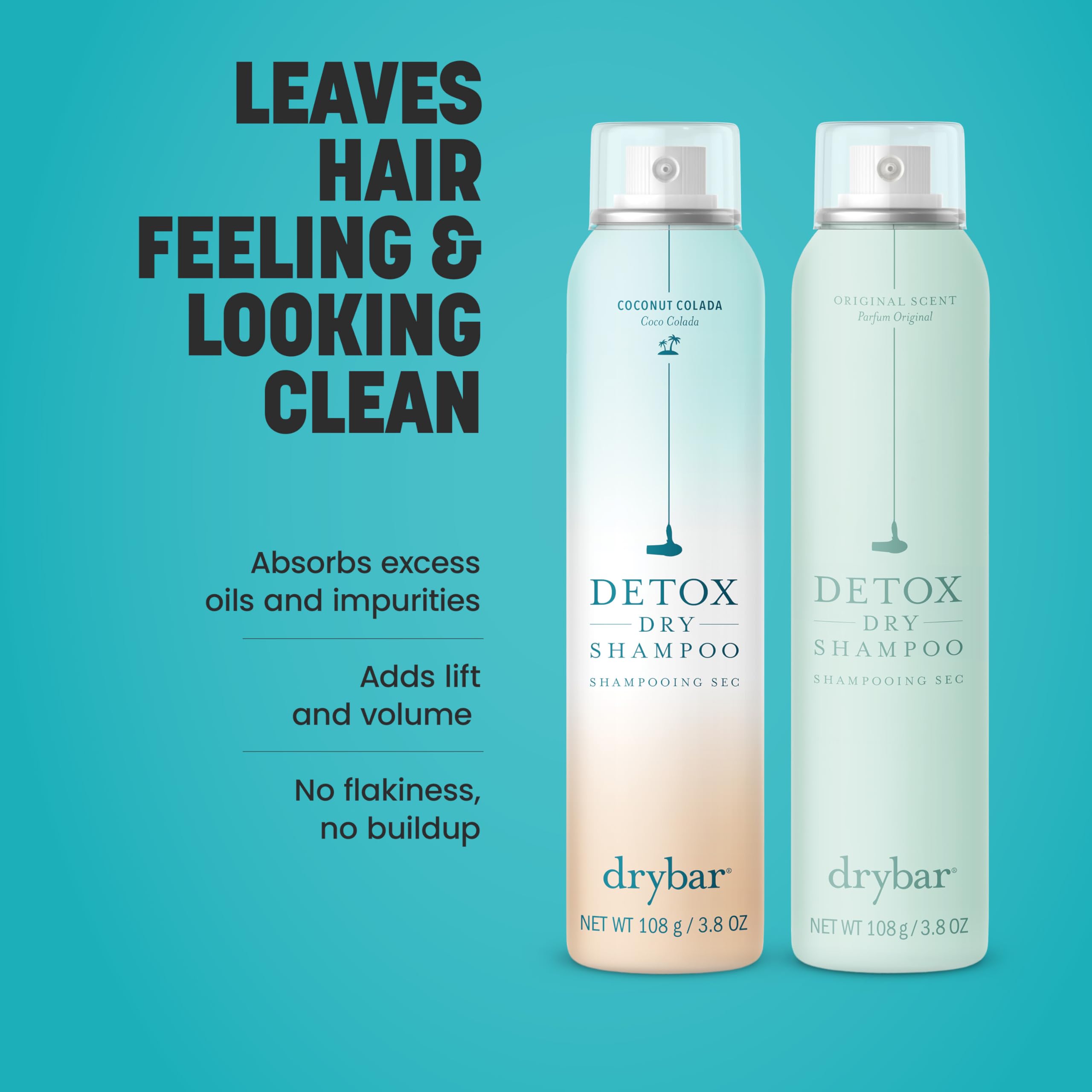 The Clean Sweep Detox Duo Kit - Holiday Gift Set, Dry Shampoo Twin Pack - Coconut Colada and Original Scent - Two 3.8 oz cans
