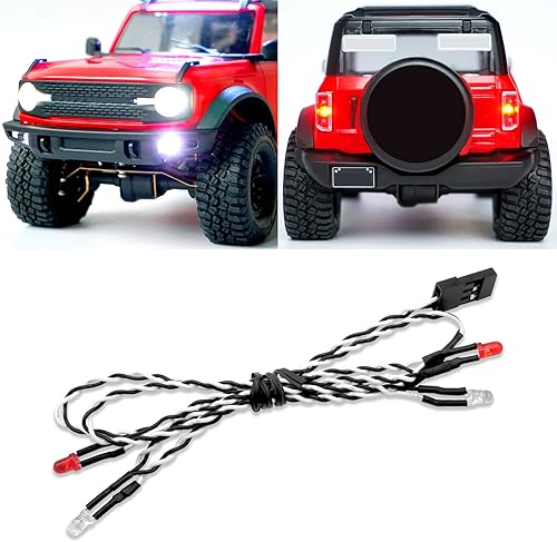 OGRC - Kit de faros traseros LED a control remoto, luz delantera y trasera RC para TRX4M 118 RC Crawler piezas de actualización de automóvil (blanco