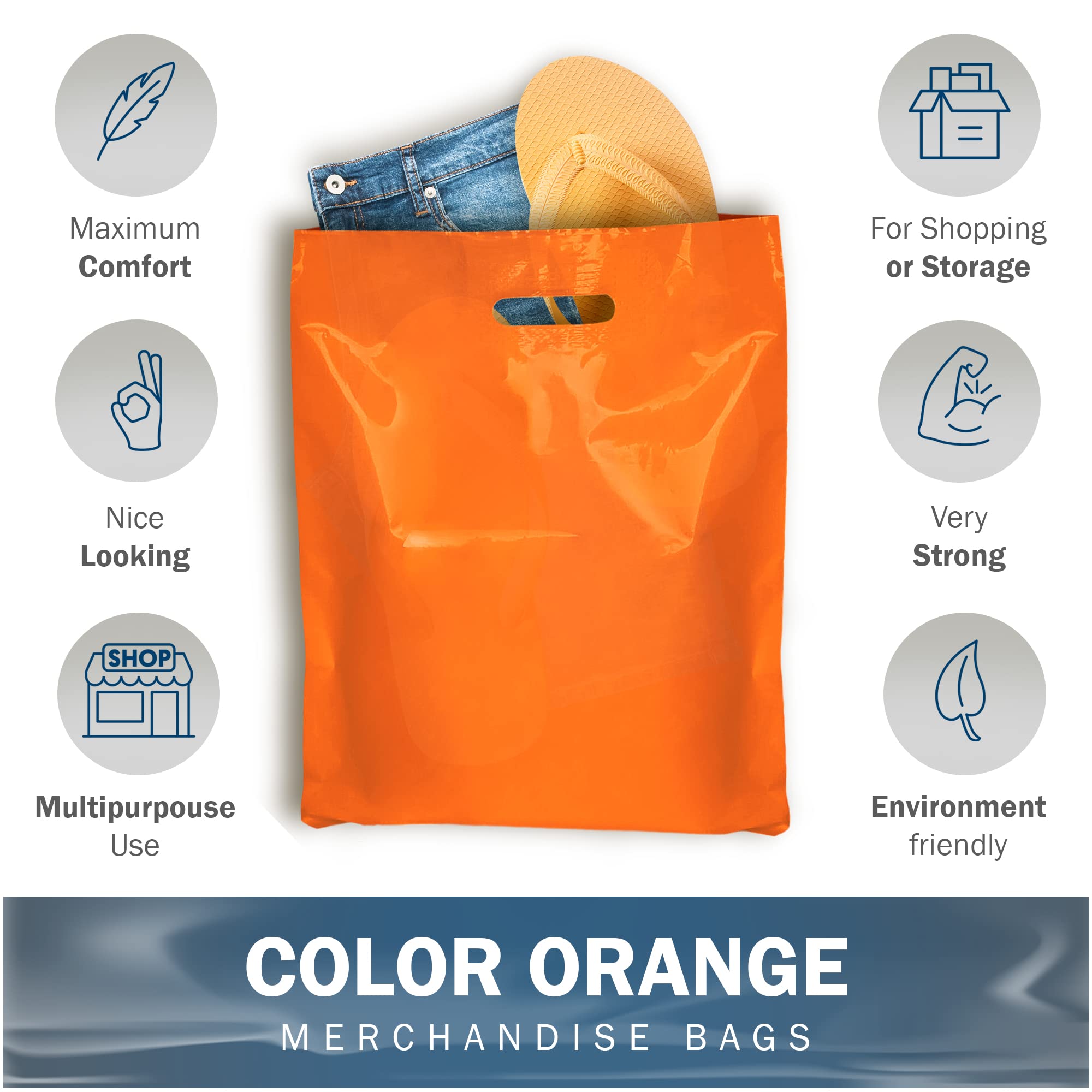 Amazon | Orange Merchandise プラスチックショッピングバッグ 100枚