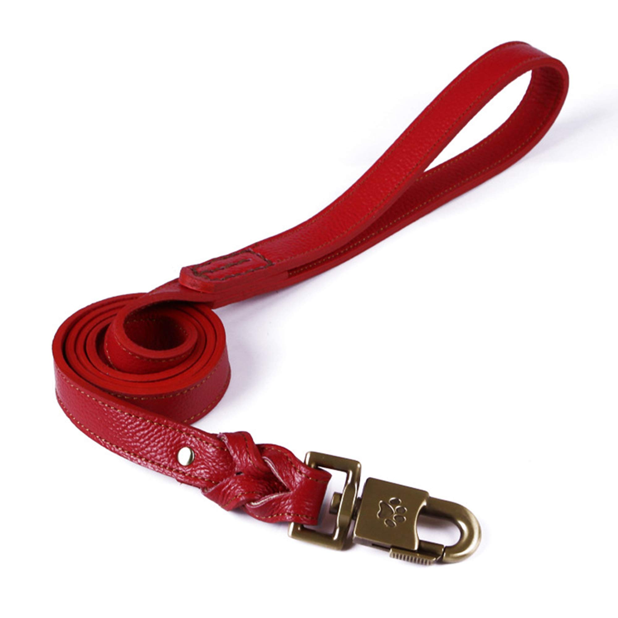 Laisse de Chien en Peau de Vache pour Grands Chiens Pet Puppy Walking Training Lead Big Dog Leather Rope Long Laisses, 120 Cm
