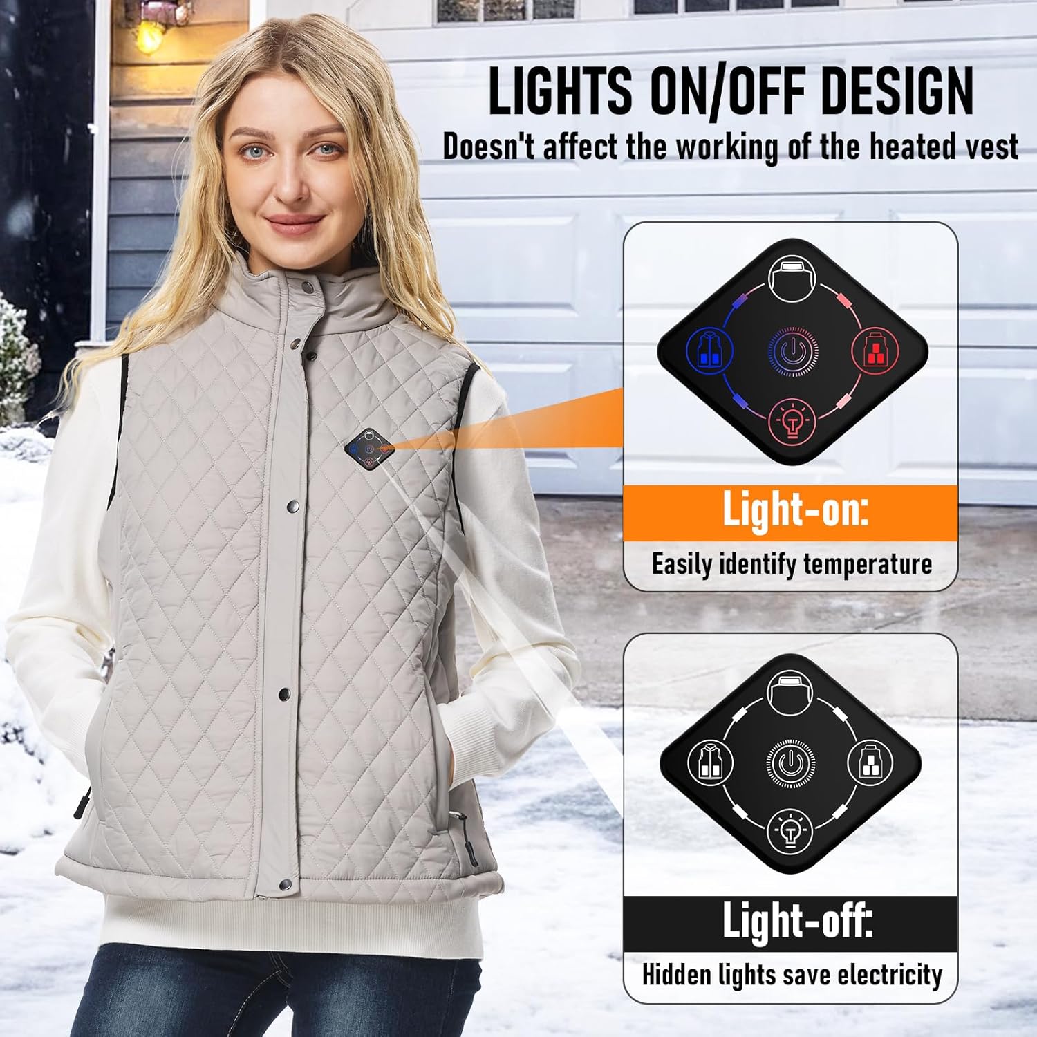 Women Heated Vest with Battery Pack, 16000mAh 7.4V Smart Rechargeable Heated Vests, Electric Lightweight Heating Vest Jacket - Image 7