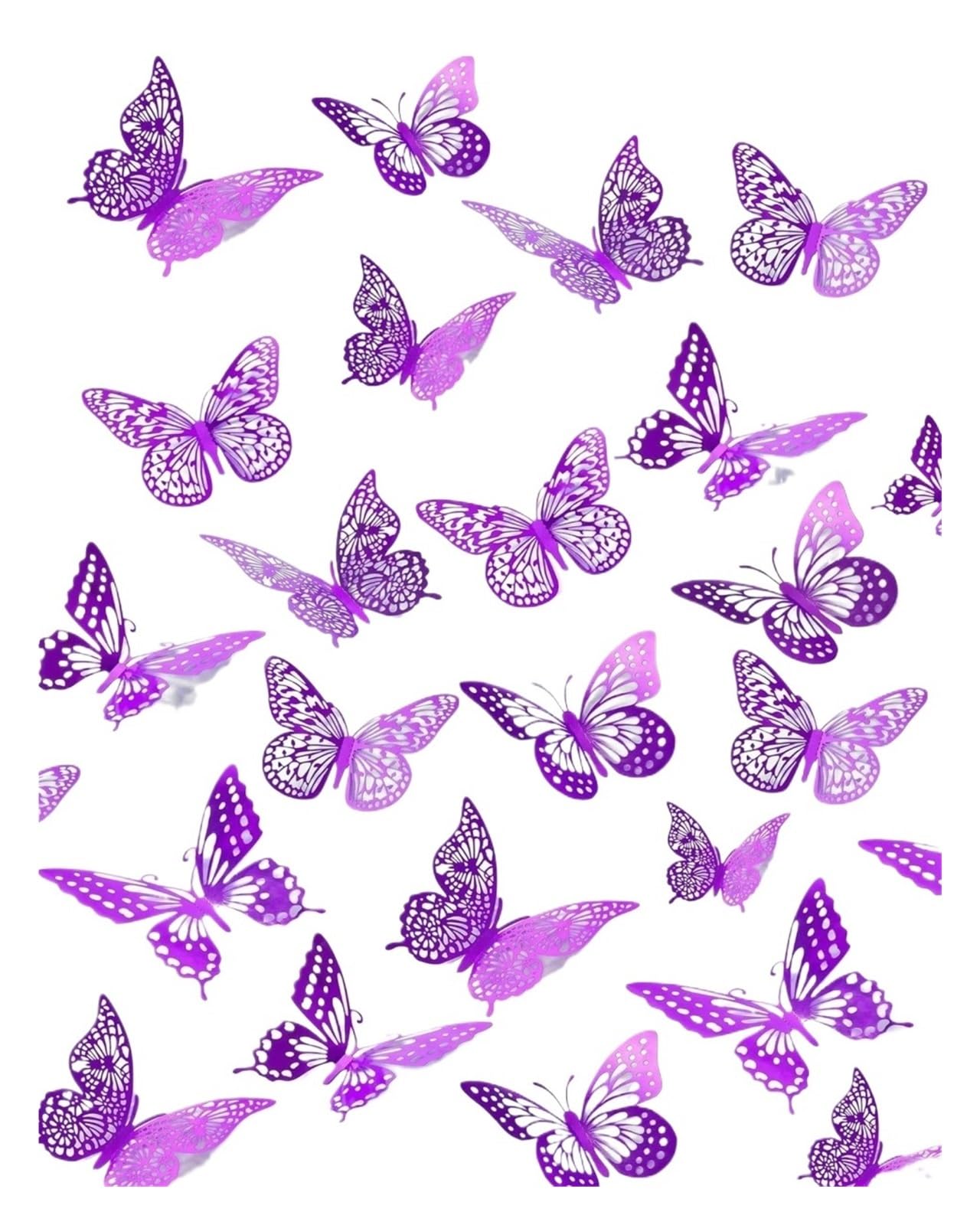 72pcs 3D Butterfly Wall Decor Stickers Detachable Purple Butterflies For Birthday Parties Weddings Flower Room(72pcs)