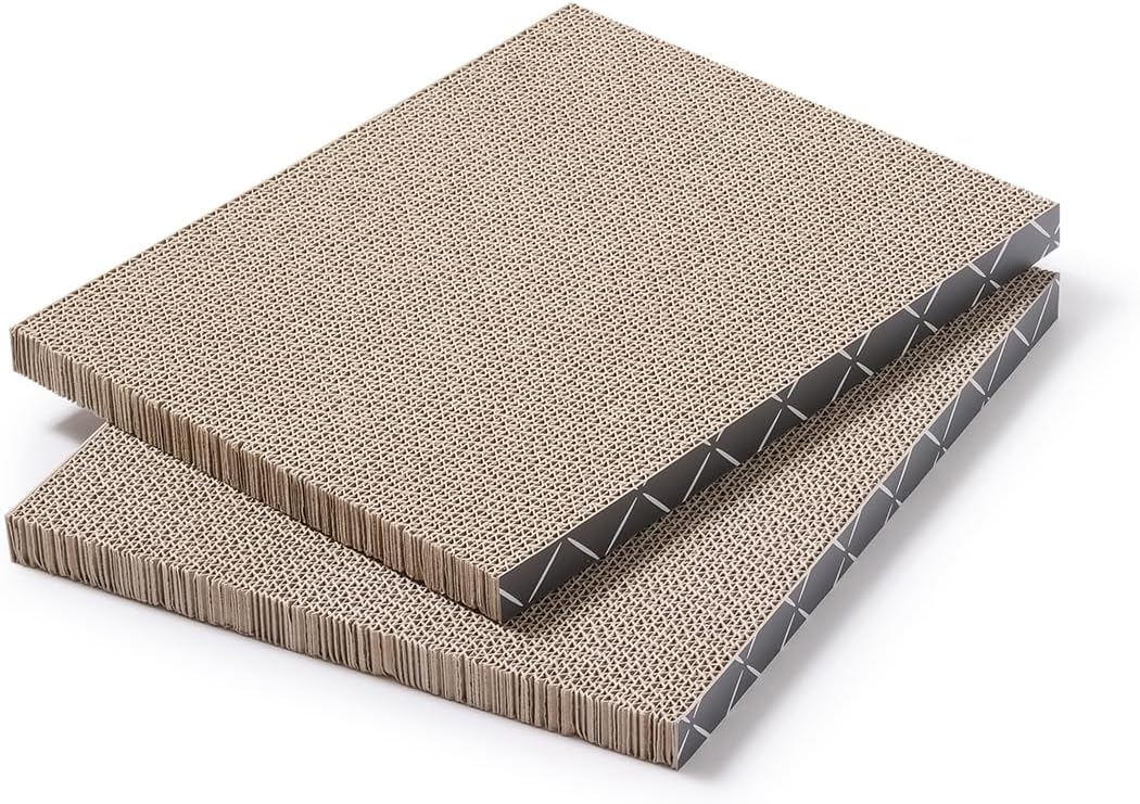 2X Hide & Scratch Cat Scratcher Boxes Plus 2 Scratch Pad Refills