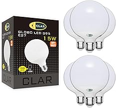 CLAR - Large Ball Bulbs, E27 LED Bulb, Large Ball, LED Globe 15W E27, Globe Bulb Warm Light 3000ºK (Pack 6)