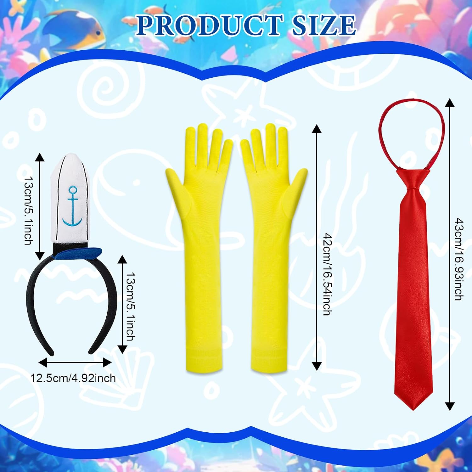 ZEKLZD 4Pcs Sailor Costume Set Include Sailor Headband,Tie,Gloves and Socks,Halloween Cartoon Party Dress Up for Women Men
