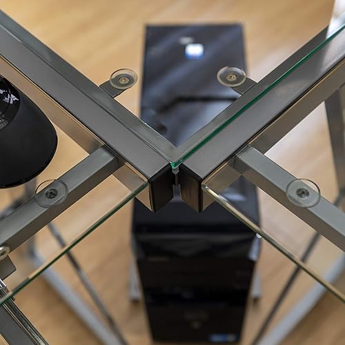 Miniatura 8 de Walker Edison Soreno and Gaming Gamer Command Center - Escritorio para estación de trabajo oficina en casa juego de 2 color plateado