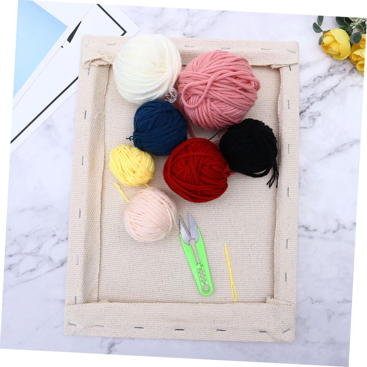 Operitacx Kit De Material De Bordado Punzón Para Principiantes Cuadrada Hilo Herramientas De Bordado Para Manualidades y Fabricación De Regalos