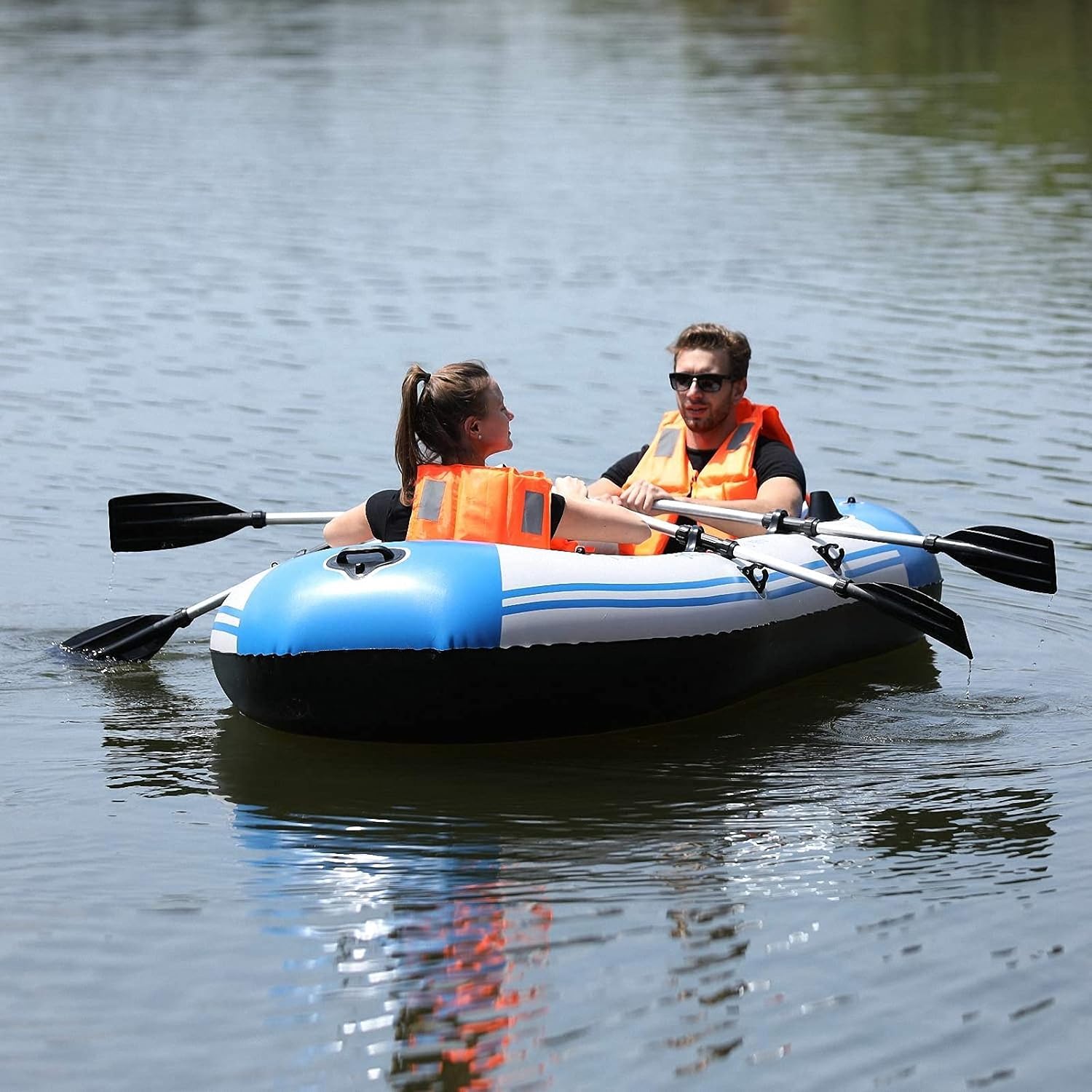 Kajak nadmuchiwany ponton dla dorosłych, zagęszczony nadmuchiwany tratwa 14-osobowa łódź gumowa, zagęszczony ponton wędkarski, rafting, rodzinny wypad