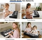 37 Clés clavier piano pour les débutants - Batterie rechargeable intégrée (1200mAh) Instrument de musique électronique avec micro LED Écran 200 Tonalités 200 Rythmes 50 Démos, Cadeau pour débutants, Noir