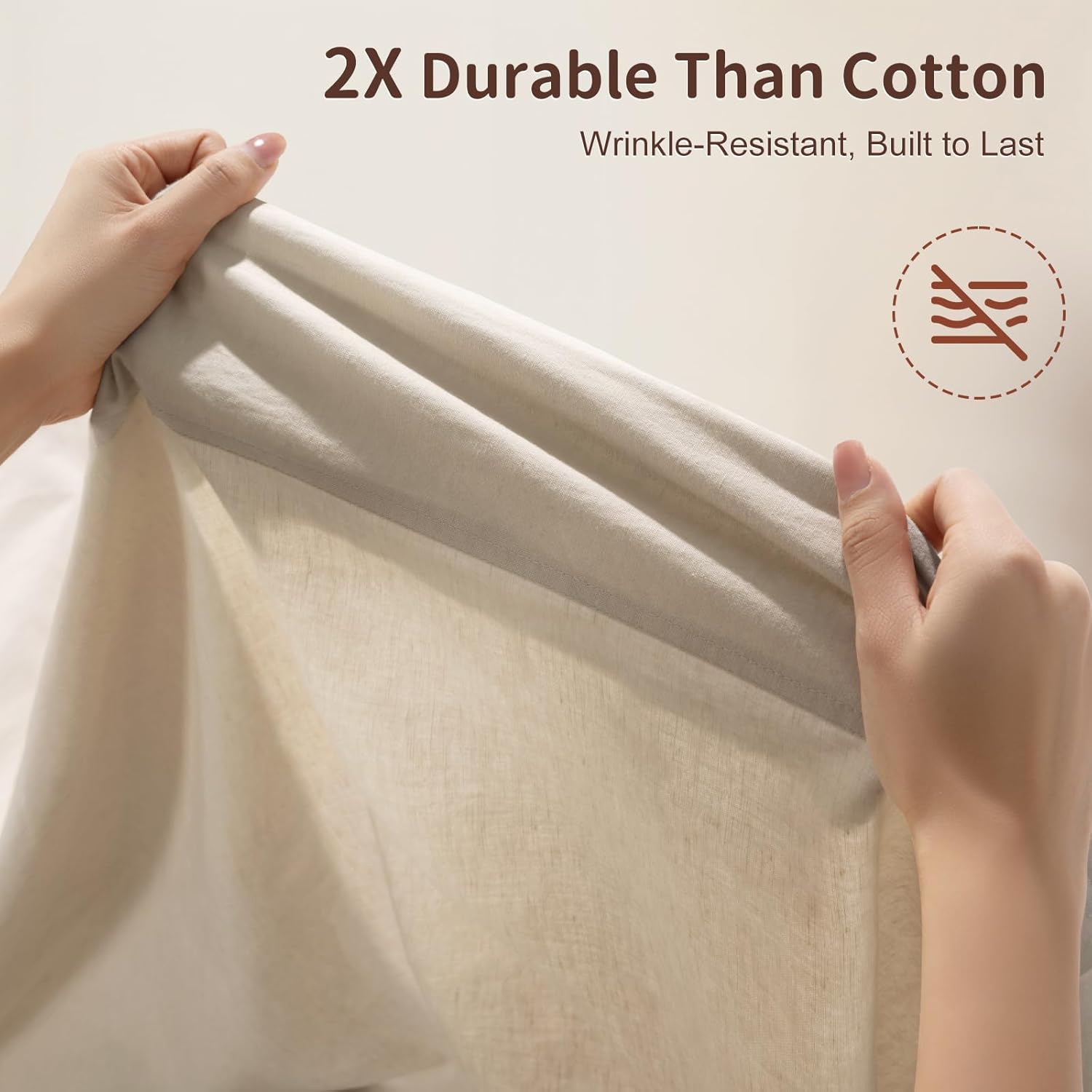 100% French Pure Linen Sheets King Size, Breathable, Soft and Durable Pure Linen Sheets, Anti-Tear Linen Bed Sheets, 16 Inch Deep Pocket - 4 PC (Linen,King)