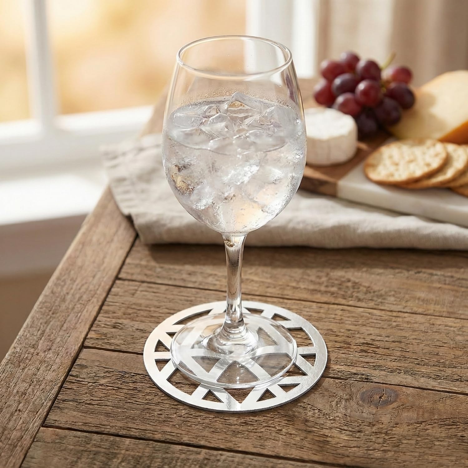 4" Silver Metallic Laser Cut Round Coasters - 12 Pieces image 4