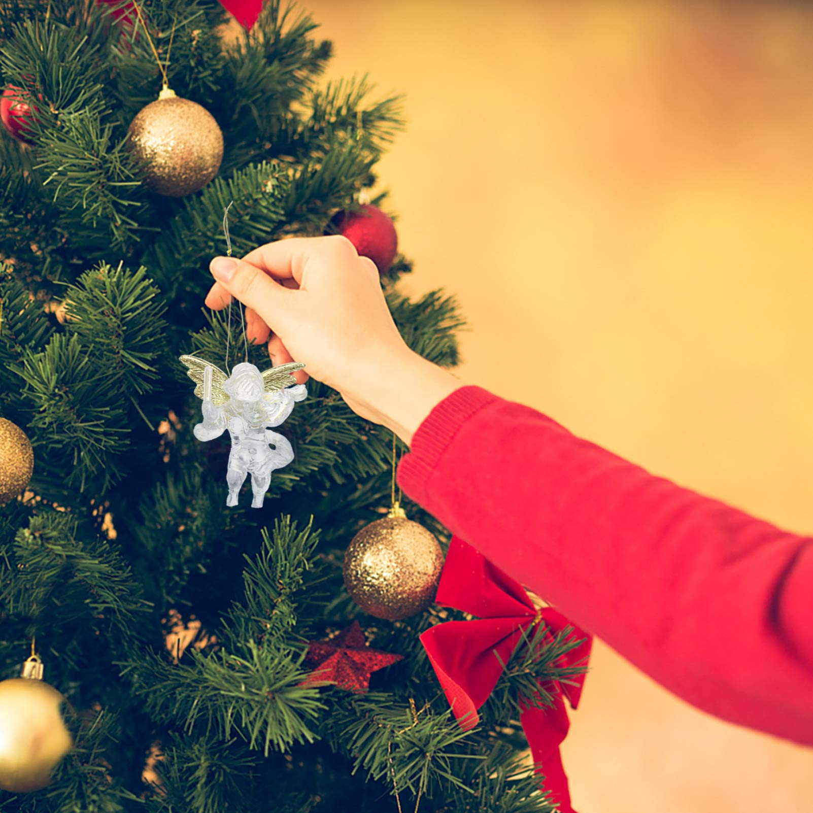 120 Adornos Colgantes De Ángel De Navidad: Adornos De Ángel Colgantes con Alas Doradas Colgantes para Árbol De Navidad para Fiesta De Navidad Decoración Navideña De Año Nuevo