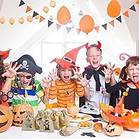 Vista 5 de LOKIPA 36 bolsas de regalo de arpillera de Halloween con cordón pequeñas bolsas de yute para niños y adultos, suministros de fiesta