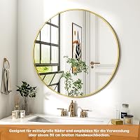 Koonmi 80 cm Kerek Arany Fali Tükör Alumínium Kerettel - Fürdőszobába, Nappaliba, Hálószobába, Előszobába, Modern Dekoráció 3