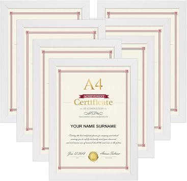 Giftgarden White A4 Picture Frame A4 Photo Frames for Desk or Wall Display of Documents, Certificates, Posters, and Art, Pack of 7