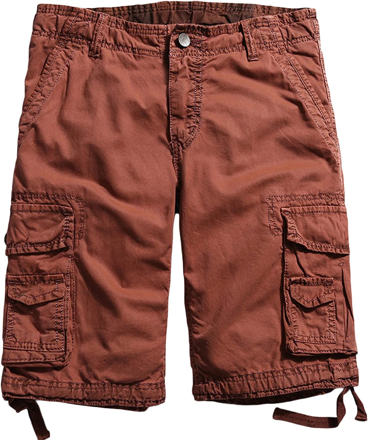 Short Cargo Homme En Coton Sergé Multi-Poches – Léger, Décontracté Avec Poches Zippées, Coupe Droite Pour Travail Et Plein Air