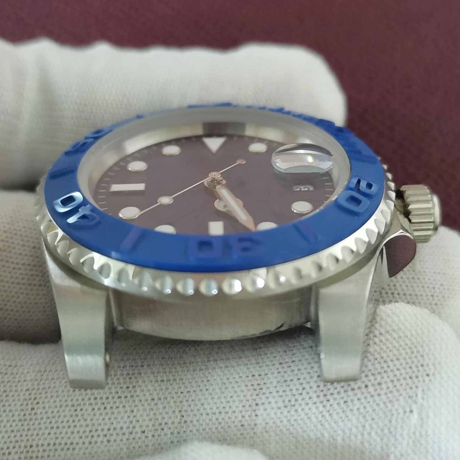 Orologio con movimento automatico, cassa in acciaio inossidabile da 40 mm, quadrante blu, lancette luminose, lunetta in ceramica, modifica uomo