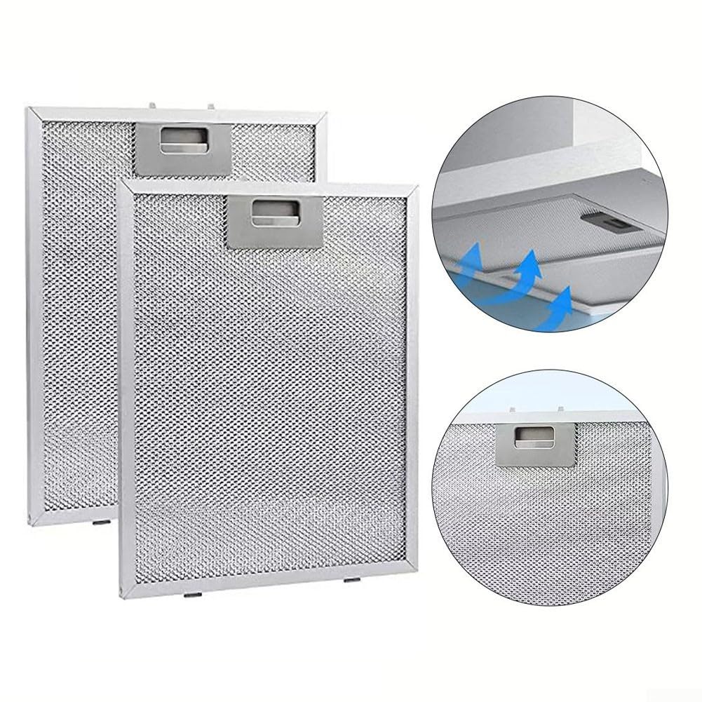 Metalowy filtr przeciwtłuszczowy do okapu kuchenne 2 szt. Aluminiowy filtr do okapu kuchennego, metalowa siatka, filtr wylotowy, 300x240x9mm, srebrny filtr do okapu kuchennego