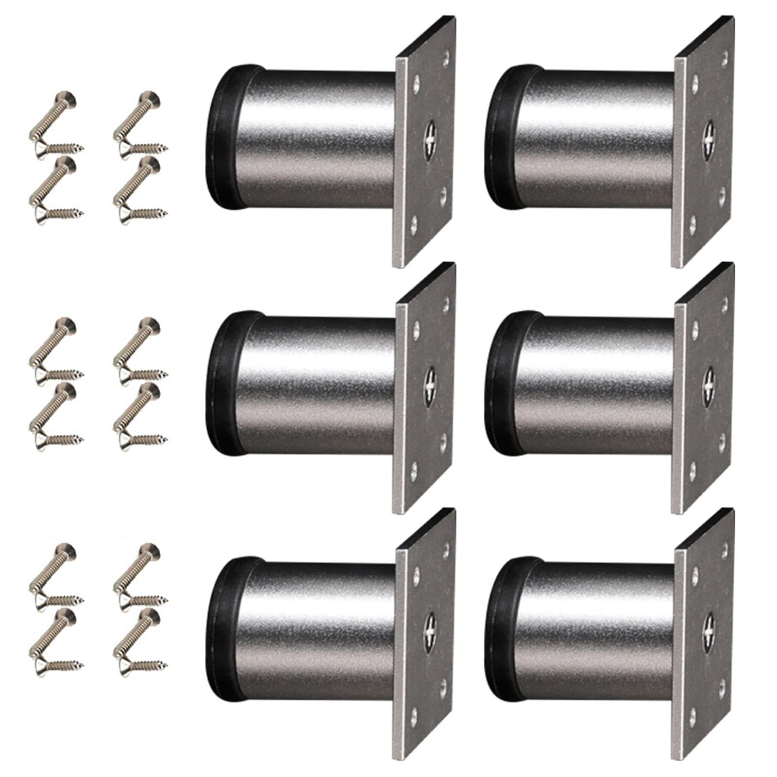 Kaccde Silver 6Pcs Adjustable Bed Risers With Antislip Base Load-Bearing Replacement Leg Furniture Leg Extenders For Beds And Tables Simple Bed Feet