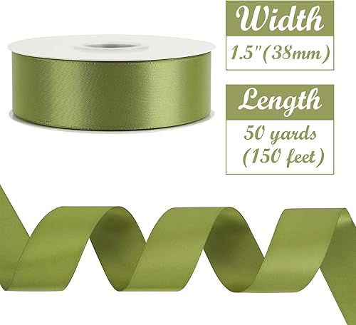 Miniatura 9 de HUIHUANG Cinta de satén de doble cara de 1.5 pulgadas, cinta de satén de seda de 50 yardas para envolver regalos, hacer lazos florales, invitaciones