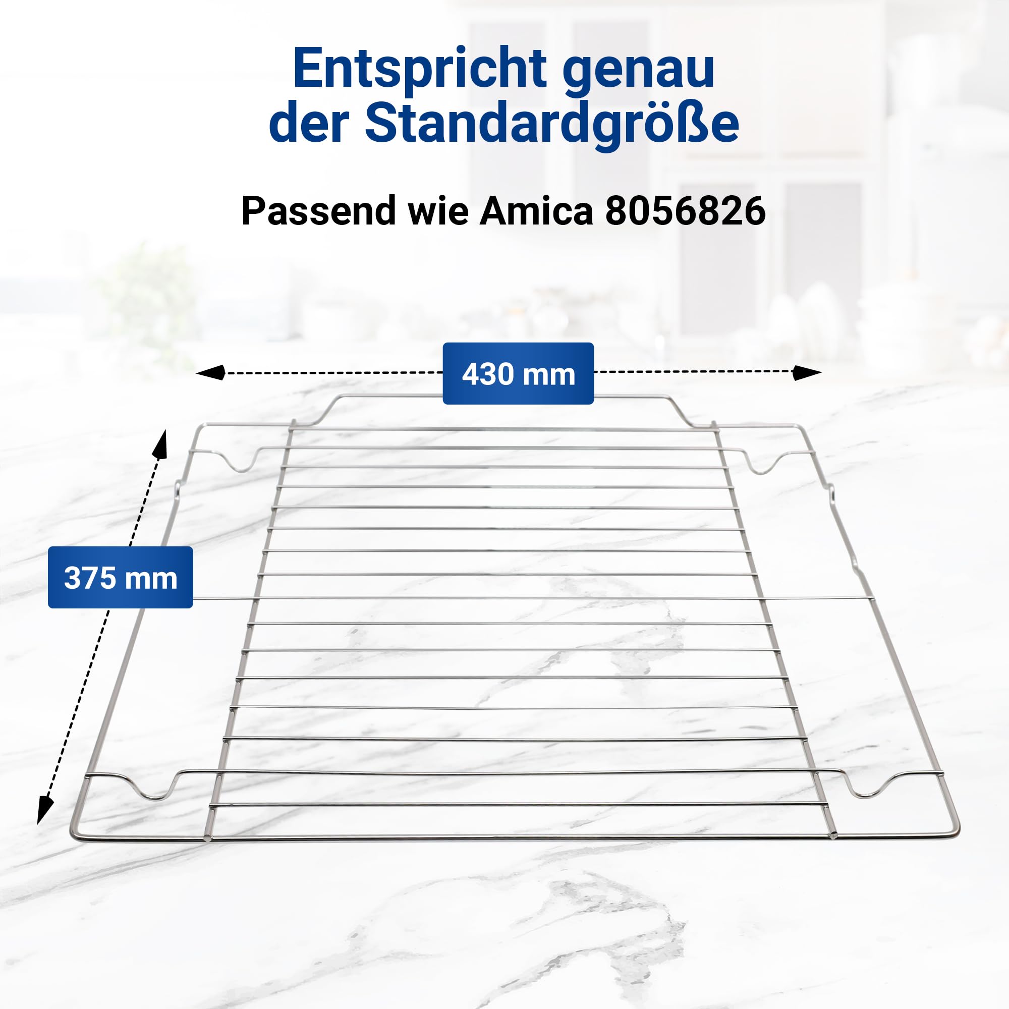 VIOKS Grillrost Grillgitter Backofen Ersatz für Amica 8056826 Backrost | Backofenrost Rost Gitter Backgitter Metallrost Ofenrost Ofengitter Backofengitter Gitterrost, 430x375mm, für Herd