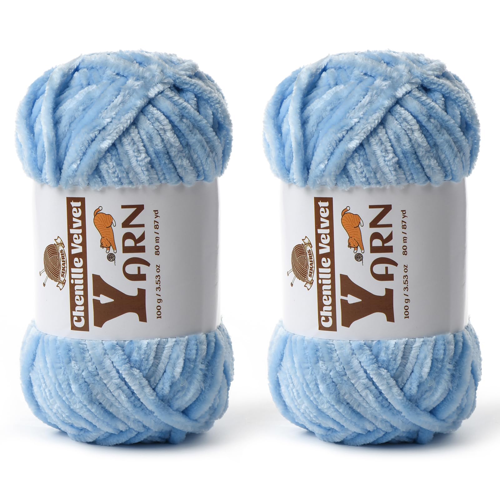 Chenille Crochet Azure Yarn 2 Pack