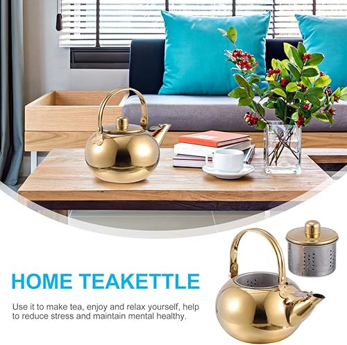 Miniatura 2 de Cabilock Hervidor de té de acero inoxidable con infusor extraíble, tetera portátil hervida con asa para café y té suelto, para mujeres y adultos,
