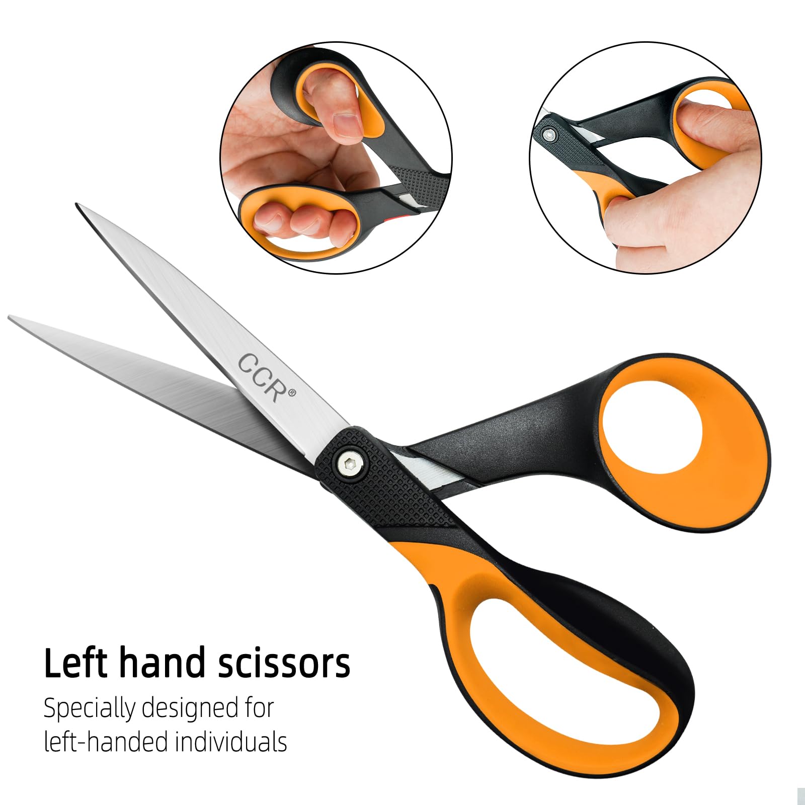 CCR Left-Handed Scissors Set,21.5cm Left-Handed Household Craft Scissors,Comfort Grip,Suitable for Schools Homes and Offices,2 Pieces - Image 2