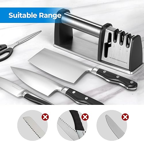 Miniatura 6 de Knife Sharpener Tool, 4 in 1 Knife and Scissor Sharpener, Best Kitchen Stainless Steel Knife Sharpener Really Works for Blade and Steel Knives,