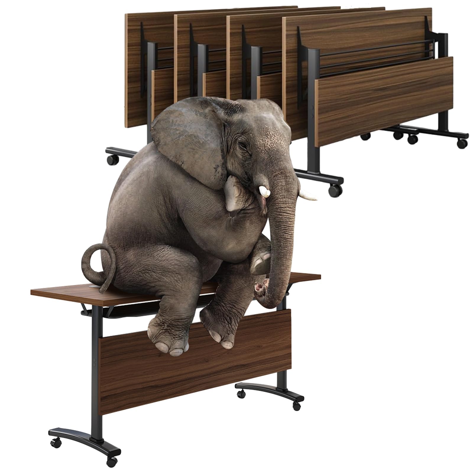 Conference Table, Folding Conference Room Table Meeting Tables, Flip Top Training Table Foldable Conference Tables with Wheels for Office, Conference