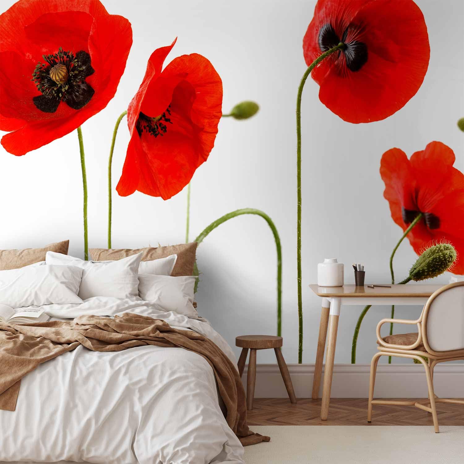 Murando Photo Wallpaper Poppy Flowers 441x315 Cm / 173.6" X 124" Peel And Stick Self Adhesive Foil Print Wall Mural Nature Flowers Botany Abstract Poppies Pink B C 0878 A A - View #3