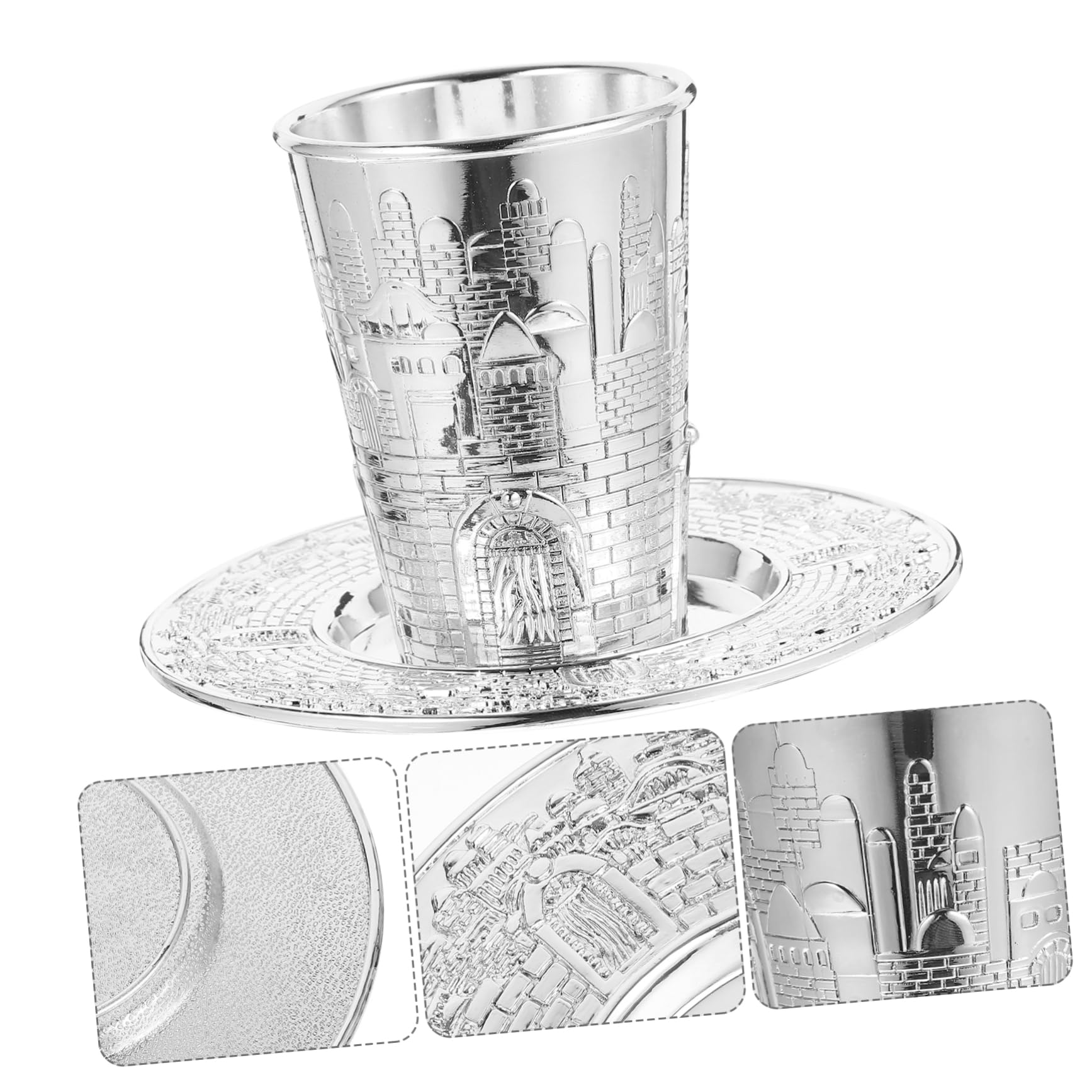 Cabilock Juego De 3 Tazas De Oración Copa De Shabat Copa Sagrada De Vino De Shabat Vasos De Whisky Bandeja Vintage De Cáliz Dorado Vasos Para Beber De Vino De