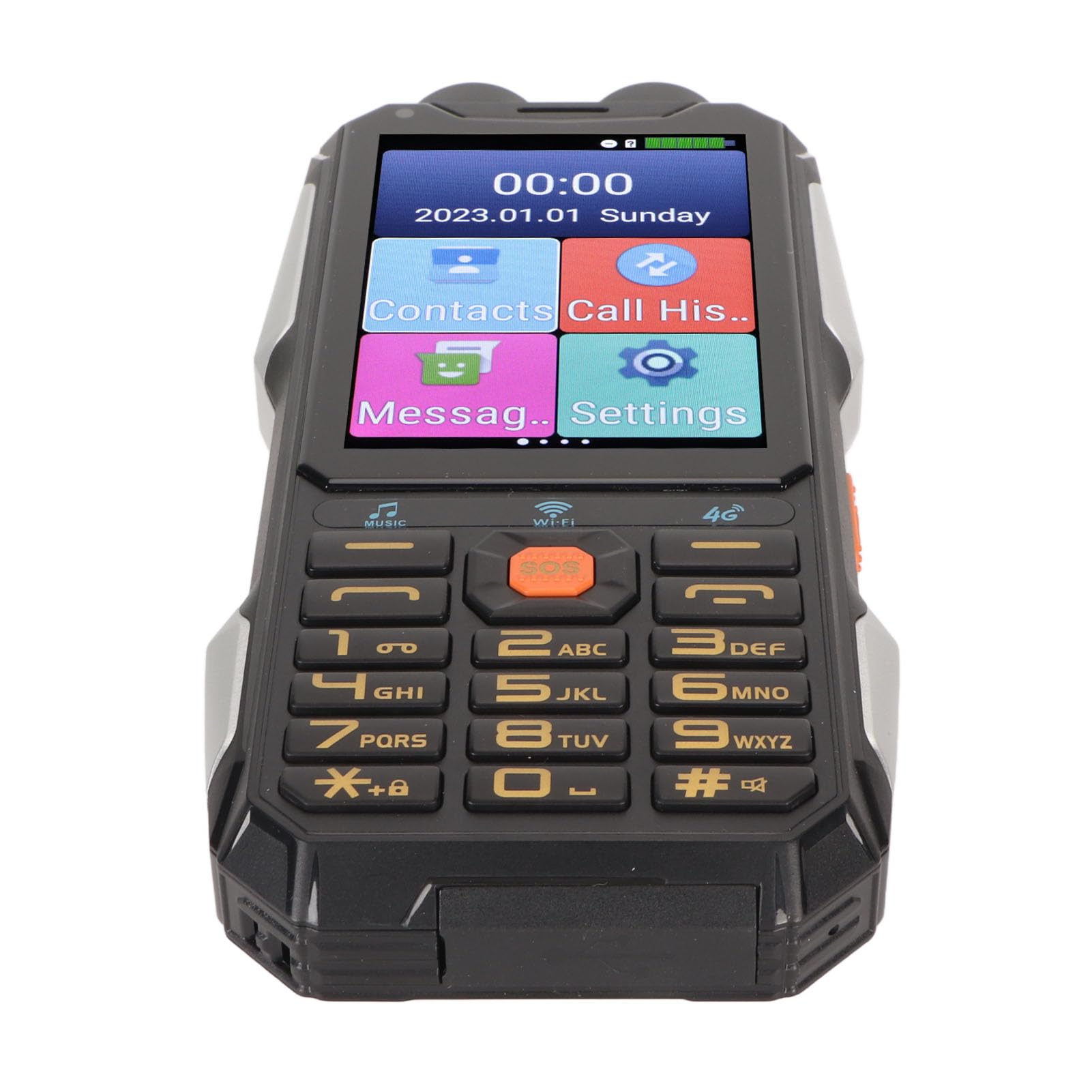 Wytrzymały Telefon Komórkowy 4G dla Seniorów, 4-calowy Ekran Dotykowy z Wi-Fi, Duży Przycisk, Bateria 18000 MAh, Latarka LED, Głośny Dźwięk, Telefon z Szybkim Wybieraniem,7.0