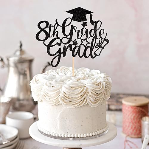 Miniatura 4 de 1 pieza de decoración para pastel de 8 grado con tapa de diploma con purpurina para pastel de graduación de 8 grado 2023, decoraciones de pastel de