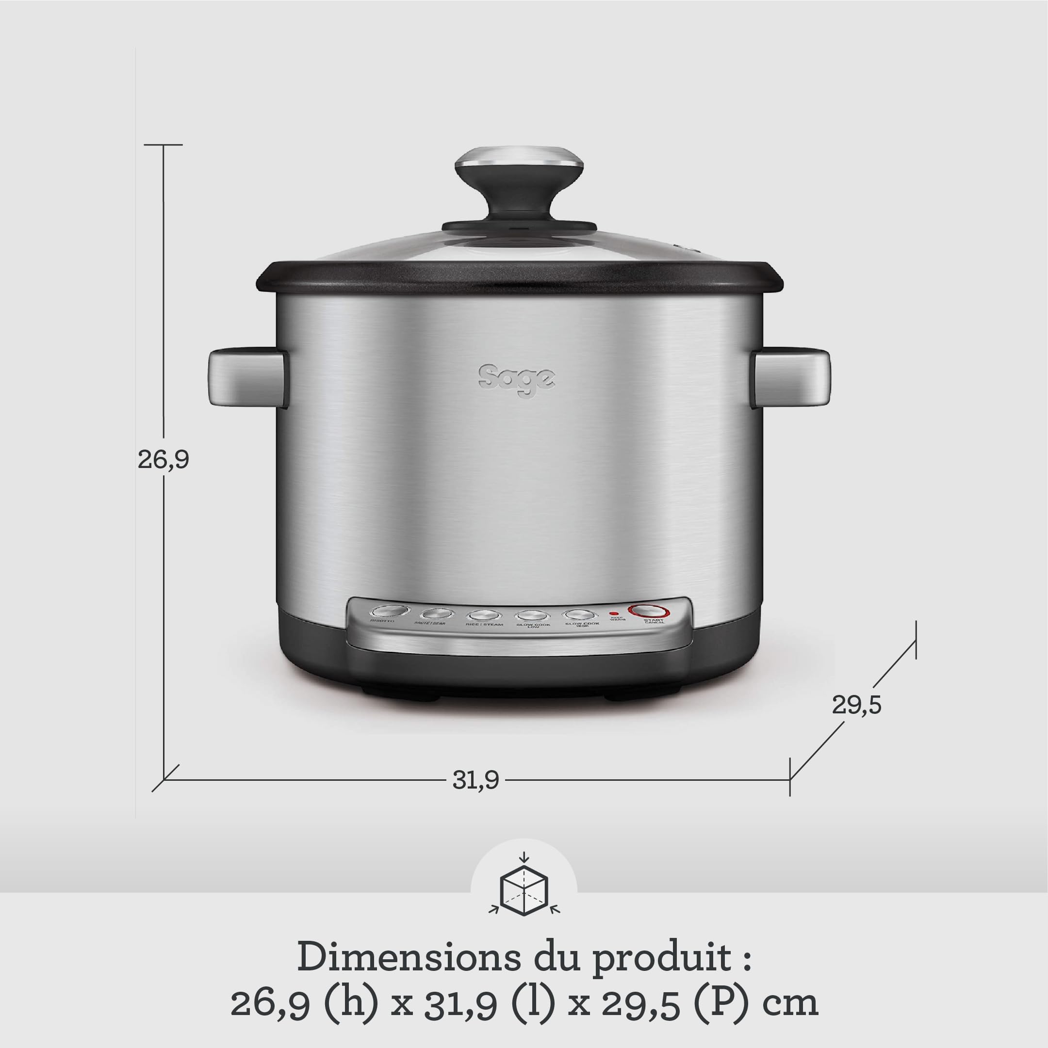 Sage The Risotto Plus, Multicuiseur à Riz/Rizotto, Acier Inoxydable Brossé | Cuiseur 3,7L, Fonction Saisie, Bol Céramique sans PTFE/pfoa, Maintien Au Chaud; Risotto sans Remuer, Vapeur et Mijoteur