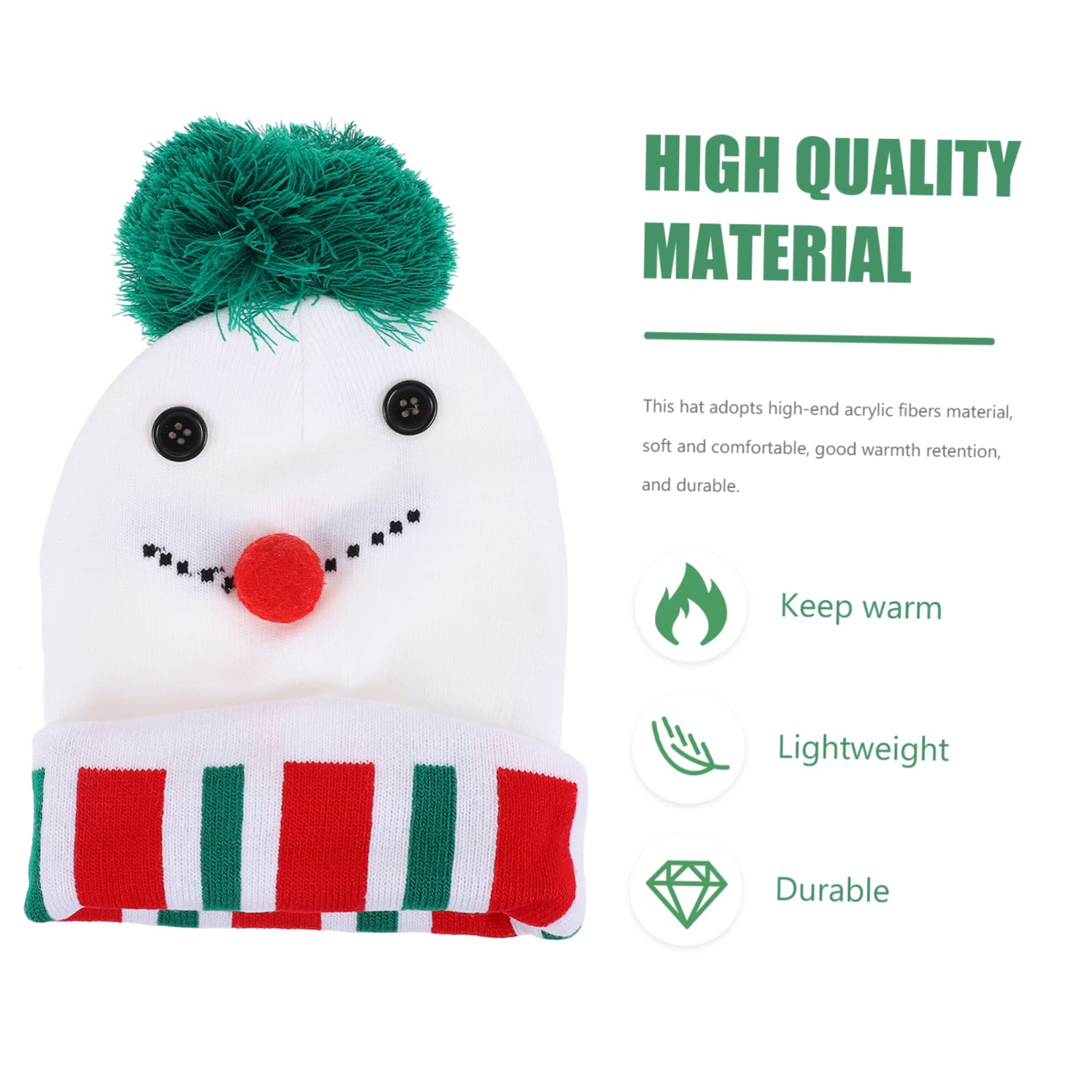 Weihnachtsstrickmütze Plüschmütze Gestrickte Weihnachtsmütze Kleinkind Thermik Kinderhüte Kappe Urlaubsstrickmützen Warme Weihnachtsmützen Hutklammer Junge Weiß Acryl