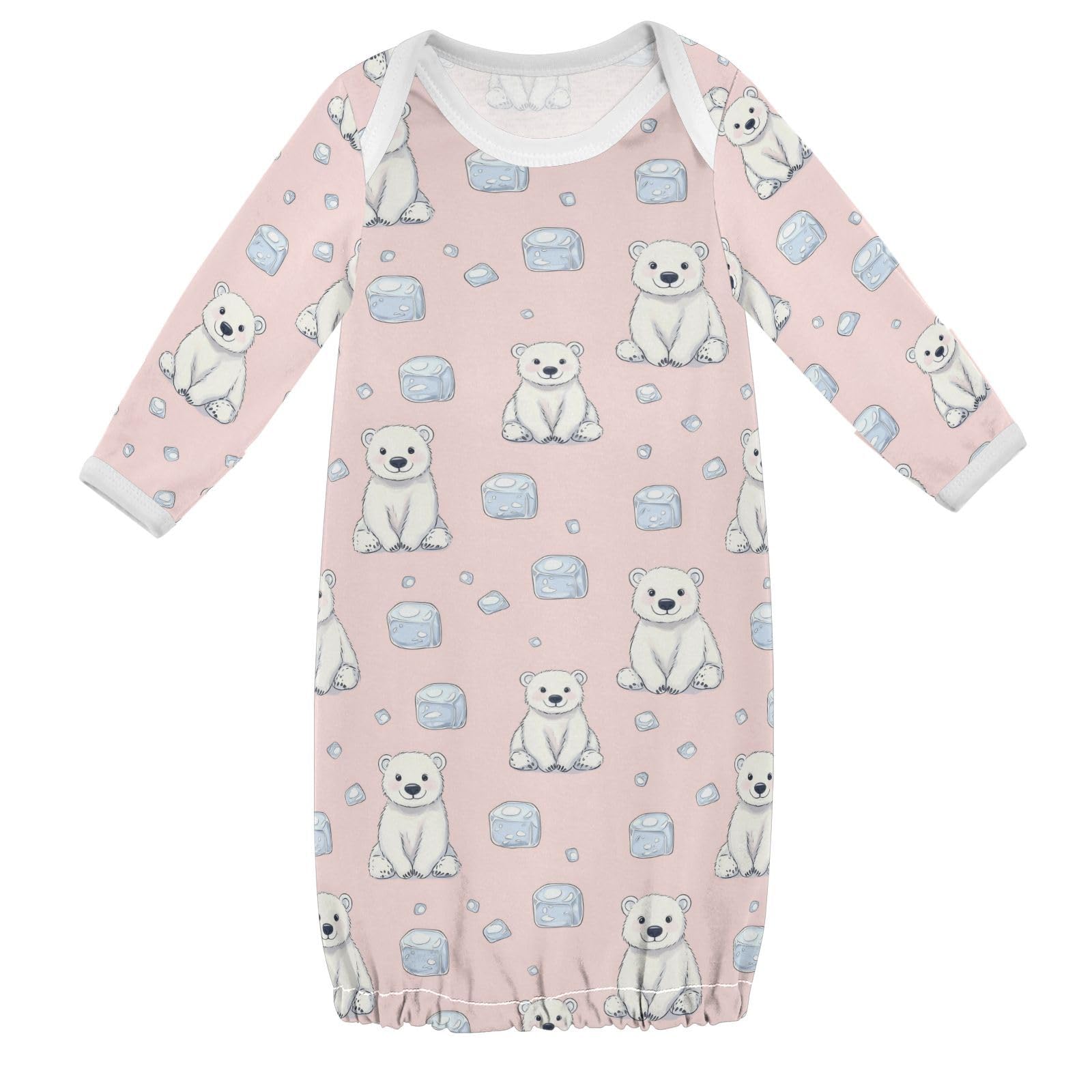 vvfelixl Baby Sleeper Gown for Newborn Boy Girls Cartoon Cute Little Polar Bear Infant Nightgown for 0-3 Months Multicolor