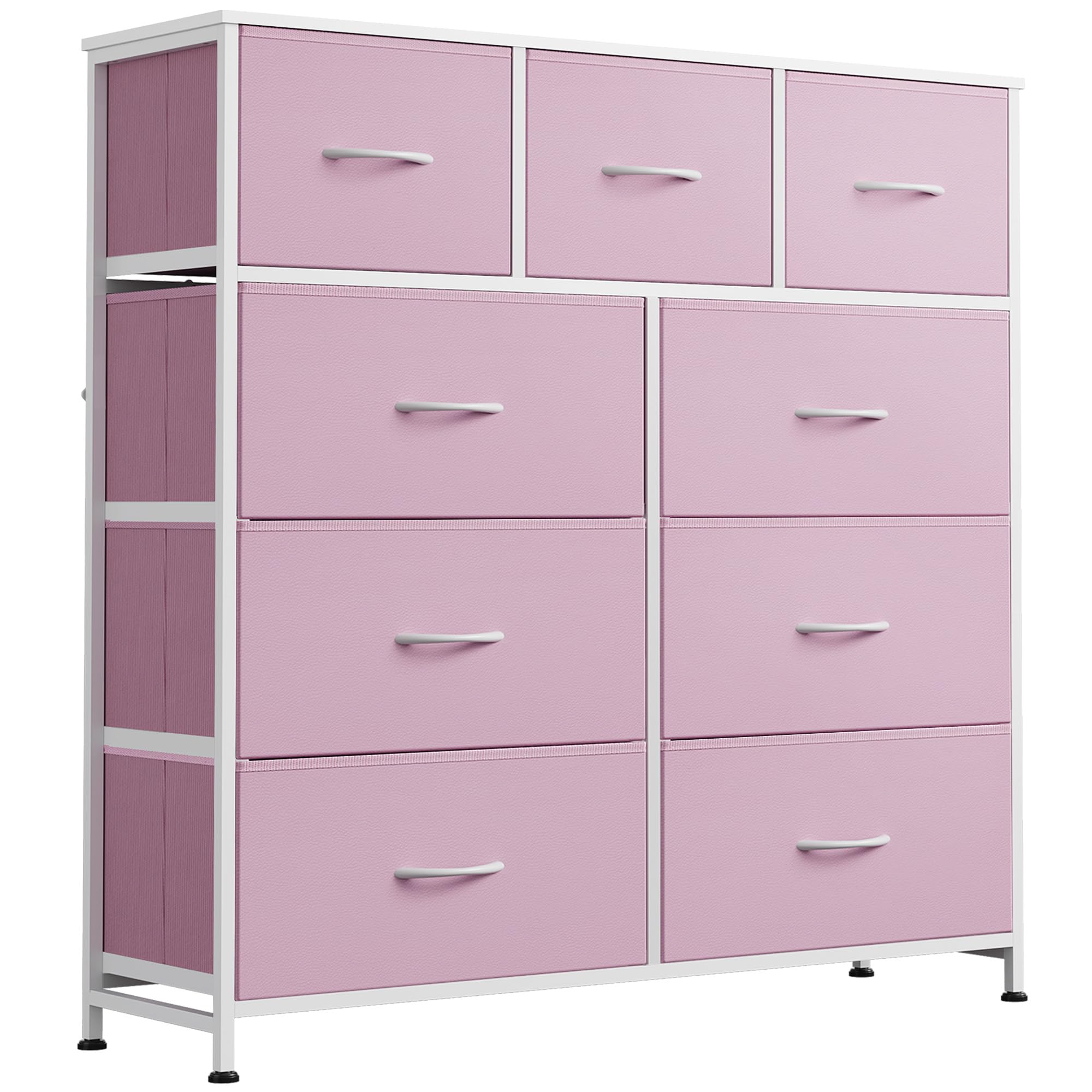 WLIVE 9 Drawer Dresser for Bedroom, Tall Chest of Drawers, A-Pink