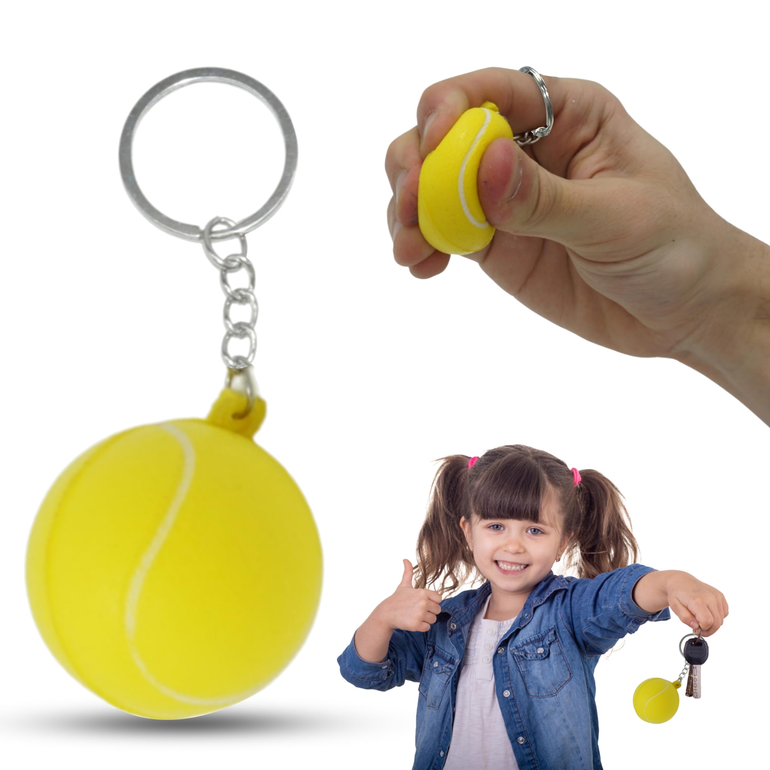 SRV Hub Tennis Ball Keychain for Kids – Perfect Keyring Gift, Party Favors, School Prizes, Backpack Decoration, Birthday & Christmas Gifts for Sports Fans