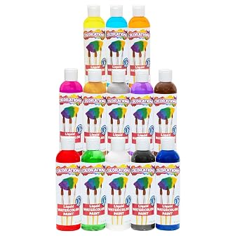 Colorations Classic Colors Liquid Watercolor Paint, Art Supplies, Set of 13 - 8oz Bottles in Vibrant Colors, Classroom Projects, Non-Toxic, Easy Wash, School, Craft Supply, Made in the USA | 8 oz Bottles, Non-Toxic, Made in the USA