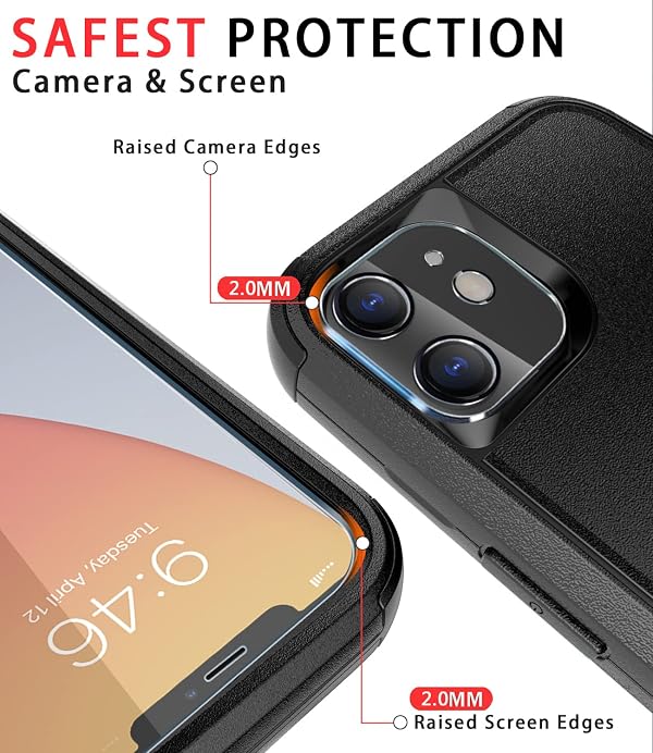 Diverbox for iPhone 11 Case [Shockproof] [Dropproof] [Tempered Glass Screen Protector],Heavy Duty Protection Phone Case Cover for Apple iPhone 11 (Black-3in1) by Diverbox - Image 3