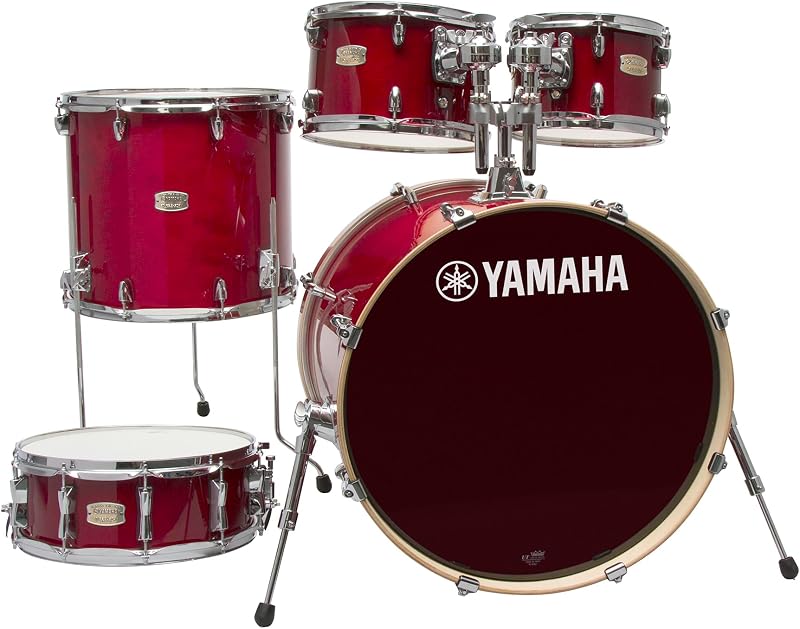 Yamaha Stage Custom Birch 5pc Drum Shell Pack With a 20" Kick Drum and 14” Snare Drum in Cranberry Red For Students and Working Drummers (SBP0F50CR)